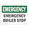 Signmission Safety Sign, OSHA EMERGENCY, 7" Height, Rigid Plastic, Boiler Stop, Landscape OS-EM-P-710-L-10300 - alternate 1